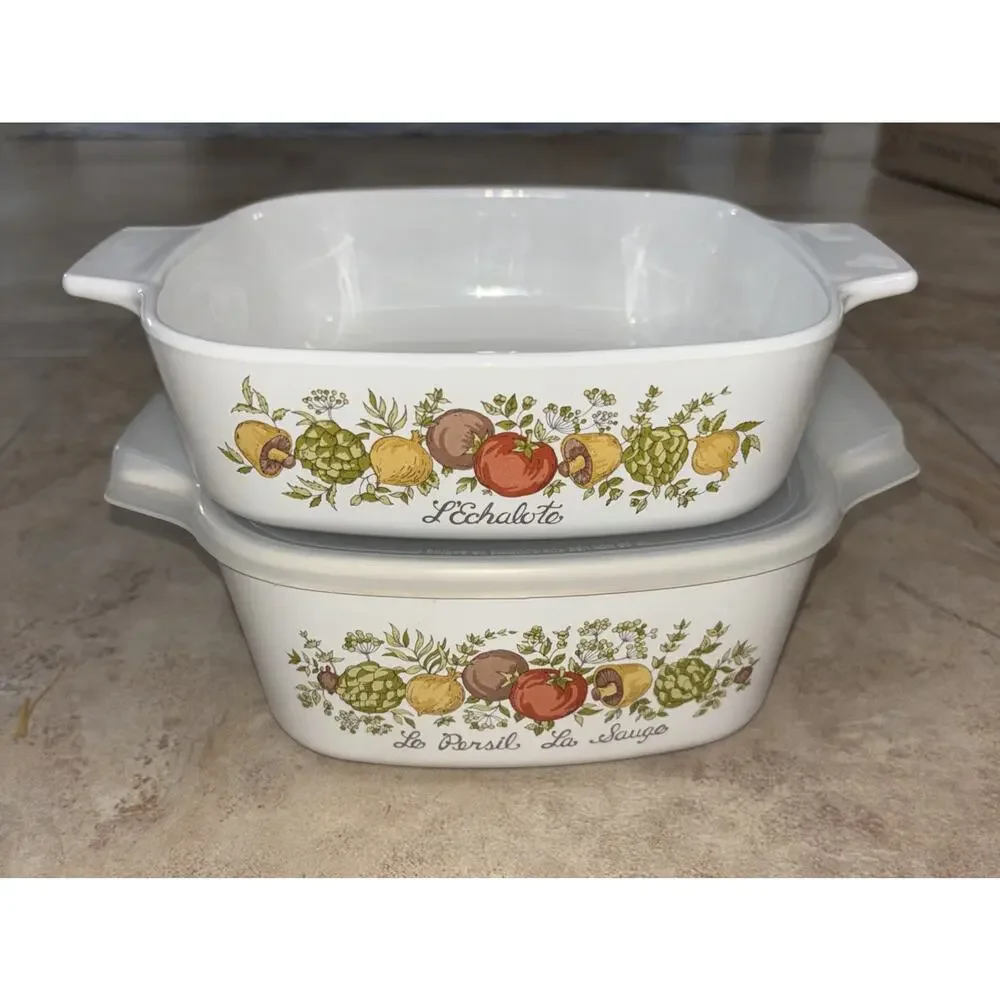 Vintage Corning Ware Spice of Life L'Echalote Casserole‎ Set A-1-B A-1.5-B & Lid